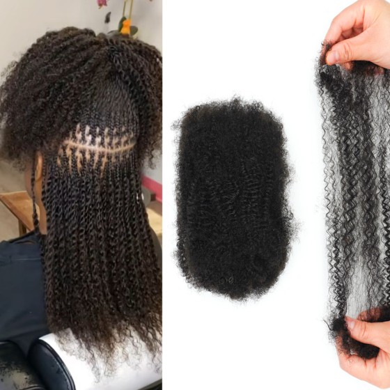 Afro Kinky Bulk Human Hair 100%, Afro Kinkys Human Hair Bulk for Dreadlock Extensions, Repair Locs, Create Dreadlocks. Can Dye and Bleach, 50Gram(Natural, 16in/1pack)
