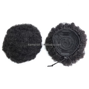KAMA afro puff ponytail 8inch natural human hair afro kinky puff ponytail for wholesale