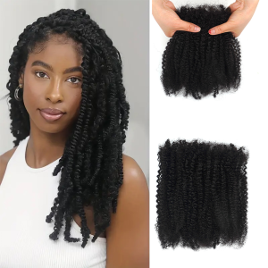 KAMA 4C Twist Soft and Bouncy Cheveux Humains Kinky Curly Hair Bundle Handmade 100% Virgin Human Hair Bundle for Braiding